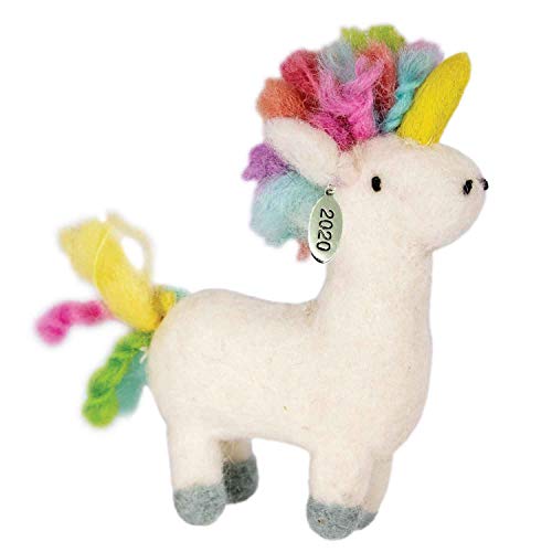 Hand-Crafted Felt Rainbow Unicorn Ornament