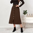 thumbnail image 5 of Women’s Corduroy High Waist A-Line Midi Skirt with Front Button Down Closure and Classic Fit for Daily Wear Brown S, 5 of 8