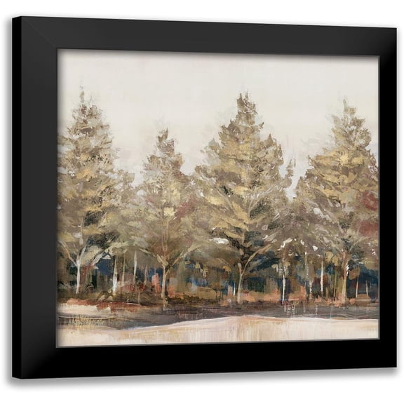 Ian C 12x12 Black Modern Framed Museum Art Print Titled - Gold Forest II