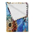 thumbnail image 2 of Trippy Soft Flannel Fleece Blanket, Indie Style Sketchy Retro Tree with Flower Forms on Paisley Backdrop Abstract Image, Cozy Plush for Indoor and Outdoor Use, 70" x 90", Blue Brown, by Ambesonne, 2 of 5