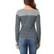 thumbnail image 3 of BLUSA DE MUJER INSPIRE CHIC T-SHIRT CASUAL DE MANGA LARGA A RAYAS EN BLOQUES DE COLOR M GRIS AZUL, 3 of 7