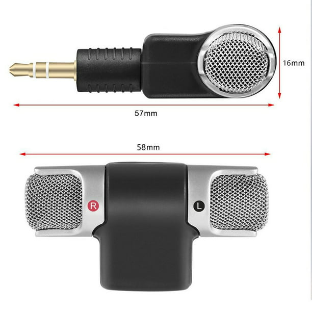 2021 Arrival Portable Size Digital Mini Stereo Microphone Mic 3.5mm Mini Jack For PC Laptop Notebook Left and Right Channel Stereo Recording Black - Walmart.com