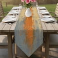 thumbnail image 6 of Burnt Orange Cement Gray Table Runner Linen Burlap Table Runner 72 Inches Long Modern Abstract Art Orange Dresser Scarves for Kitchen Island Coffee Dining Room Party Wedding Holiday Decor 18"x72", 6 of 8