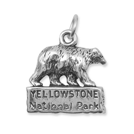Oxidized 925 Sterling Silver Yellowstone National Park Bear Charm Measures 16.5mm X 22mm