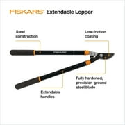 Fiskars Telescopic Bypass Lopper Garden Tool, 24.5-37 Steel Handle and Blade, Black and Orange