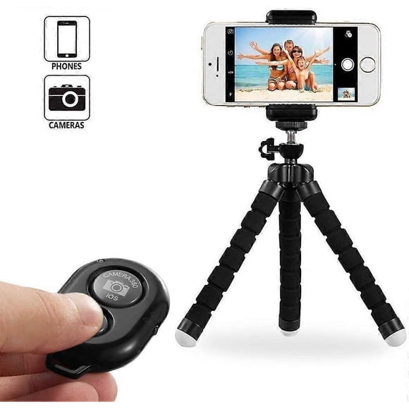Trípode para teléfono con control remoto y clip universal