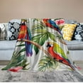 thumbnail image 2 of COMIO Palm Leaves Throw Blanket Parrots Plush Blanket for Kids Boys Girls Tropical Exotic Birds Sherpa Blanket Hibiscus Flowers Fuzzy Blanket for Sofa Bed Couch, Colorful Room Decor Baby, 2 of 6
