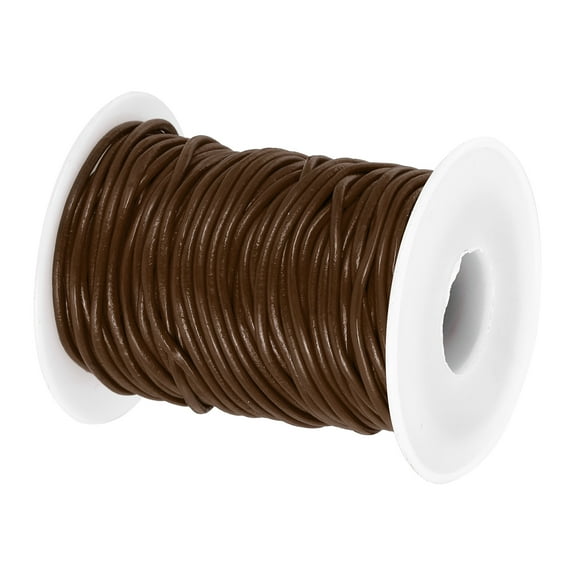 22 Yard x 2mm Round Leather Cord for Jewelry Making Leather String Lace Rope Spool, Light Brown
