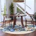 thumbnail image 3 of Large Round Rug 8Ft Washable Non-Slip, Blue Christmas Poinsettia Circle Area Rugs for Living Room Bedroom, Xmas Botanical Balls Snowflake Rustic Indoor Floor Mats Carpet Runner for Home Decor, 3 of 8