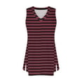 thumbnail image 6 of Womens Tank Top $4.98 Plus Size Stripe V-neck Sleeveless Loose Casual Side Slit Casual Top Black M, 6 of 6