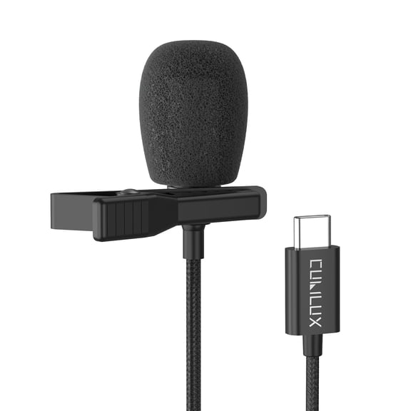 Cubilux USB C Lavalier Microphone, External Lapel Clip MIC for iPhone, iPad Pro, iPad Air, Samsung, 5 ft