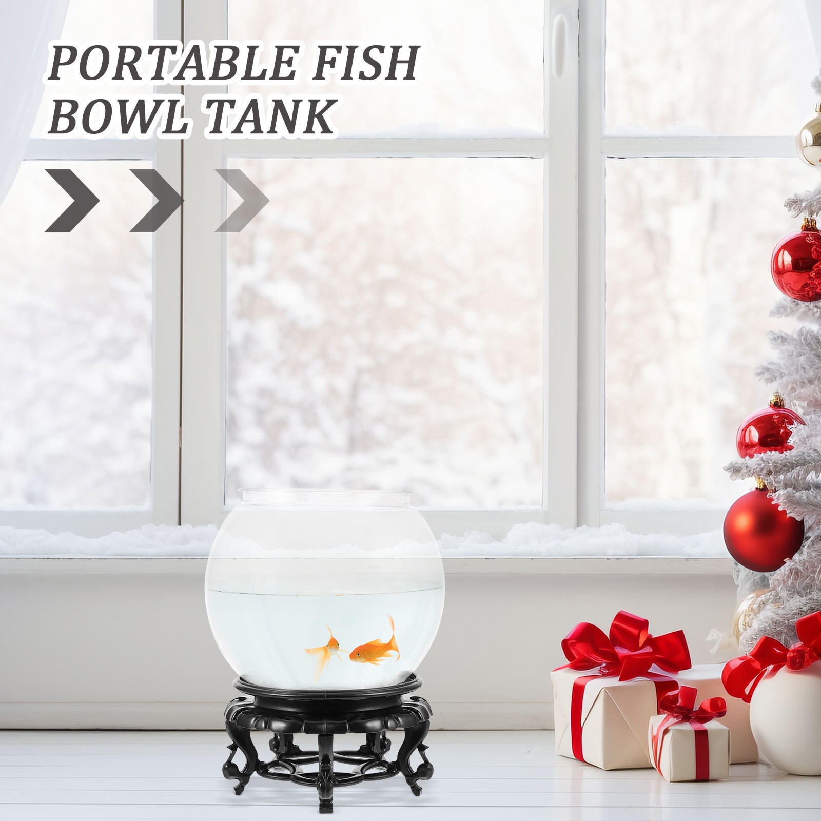Tineasur 1Set Simple Clear Plastic Fish Bowl Small Round Aquarium for Desktop Decoration and Easy Maintenance