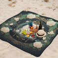 thumbnail image 5 of Dog Roses Green Beach Blanket Outdoor Picnic Blanket 78"x 78" Waterproof Foldable for Beach Camping Travel Hiking Grass Lawn Park, 5 of 5