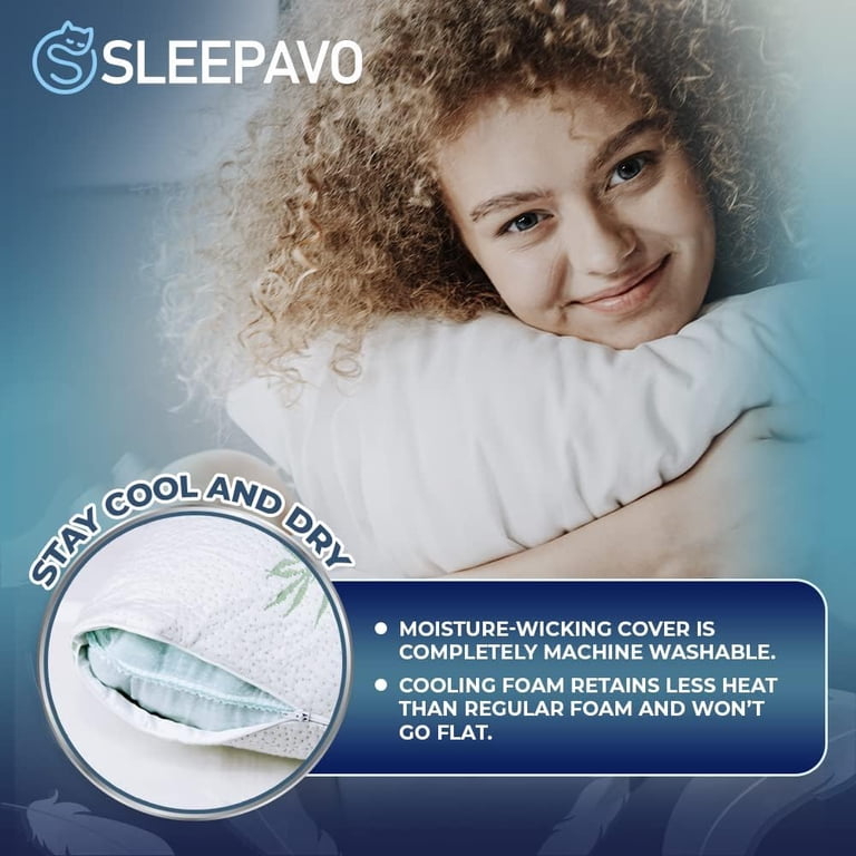 Sleepavo Memory Foam Pillows Queen Set of 2, Cooling photo 2