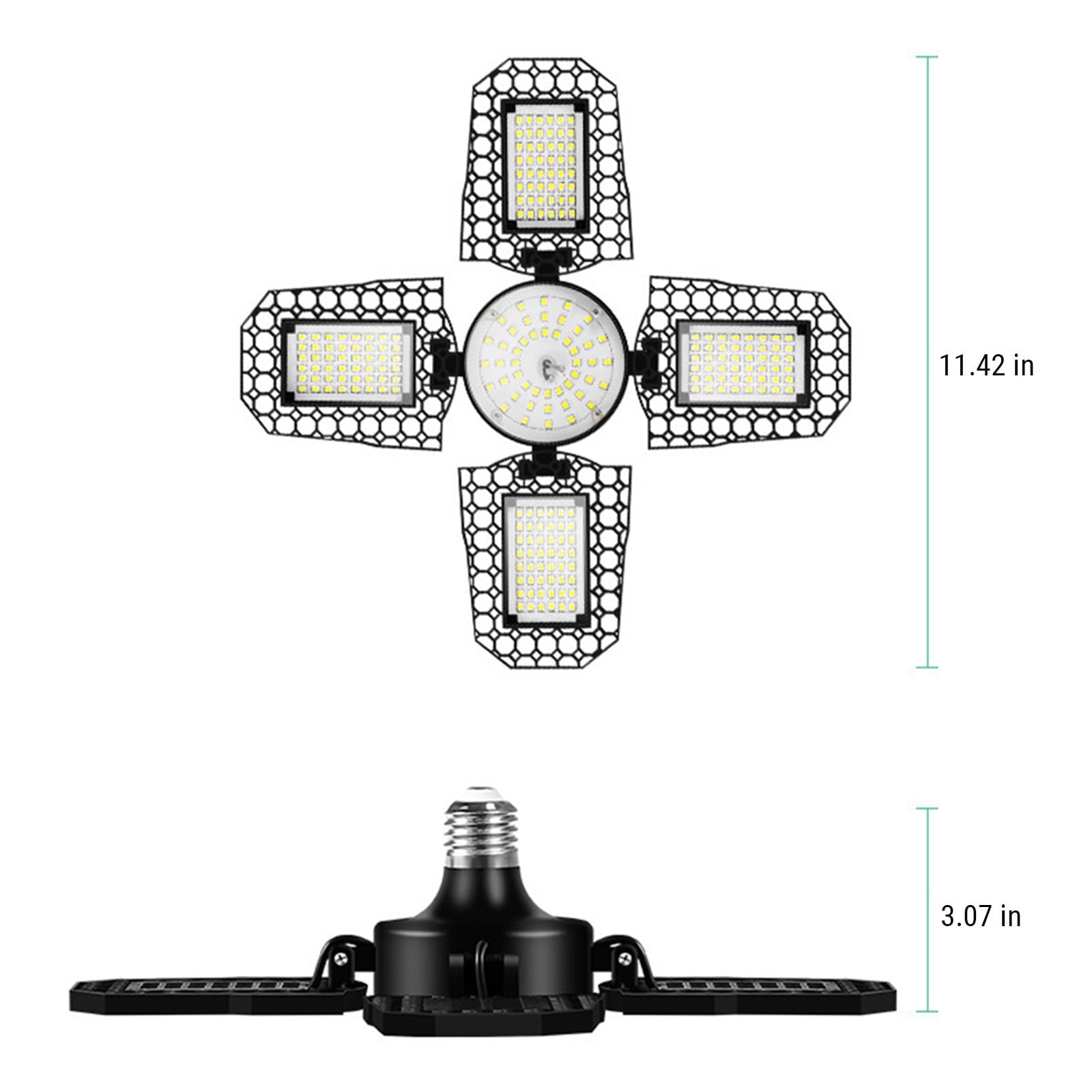 LED Garage Light With 6 Adjustable Panels for 360-Degree Coverage, 12000LM Super Bright E27 Screw-in Shop Light for Workshop Basement
