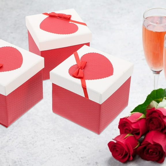 Kitandove Small present Boxes Red Paper for Holiday 3Pcs 3.93x3.93x3.93in