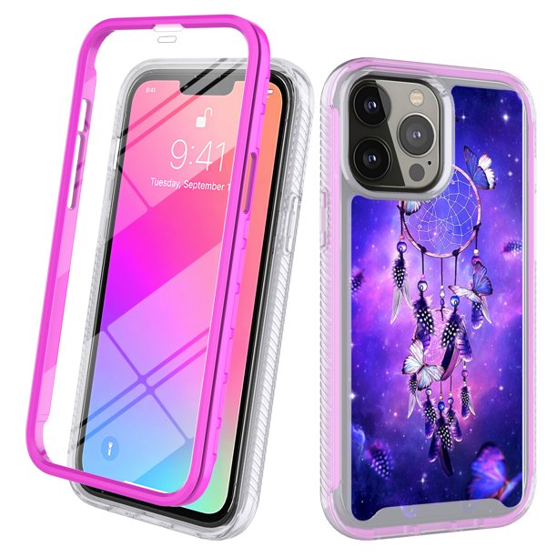 Iphone 13 Pro Max Case With Built In Screen Protector Rosebono Hybrid Graphic Design Pattern Hard Back Pannel Cover Case For Iphone 13 Pro Max Dream Catcher Walmart Com