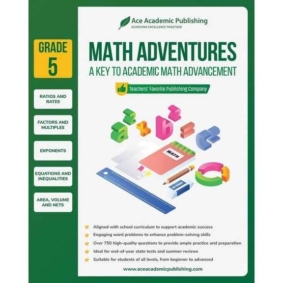 Math Adventures - Grade 5: A Key to Academic Math Advancement, (Paperback)