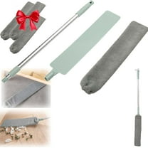Retractable Gap Dust Cleaner Under Appliance Microfiber Duster Dust Brush 42 inches Cleaning falt Duster for Bed High Ceilings Furniture Bottom Household Gap Duster Gray （ With 3 replacement cloths）