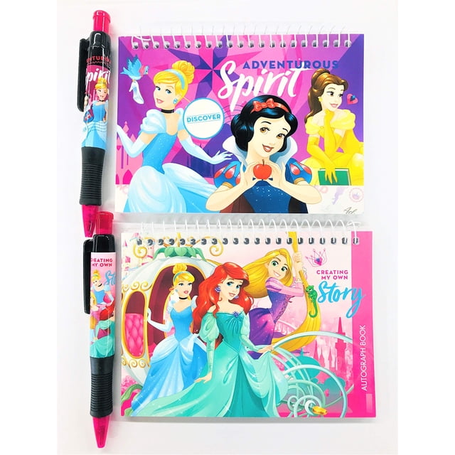 Libro de autógrafos Party Favors para princesas Disney con bolígrafo, 2 unidades