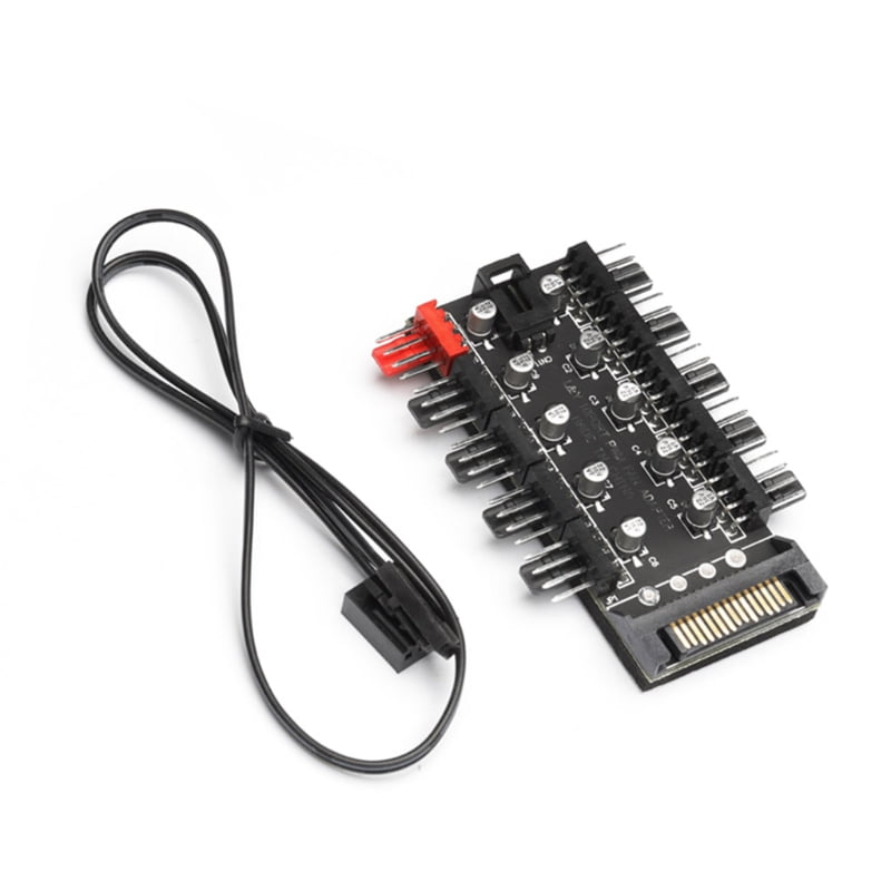 4Pin Fan Hub Speed Controller Support 10-Way SATA IDE Power Supply for PC 