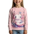thumbnail image 2 of Garronmavis Pink Axolotl Girls Long Sleeve T-Shirts 3-4 Lightweight Flowers Kids Crewneck T-Shirts Fall Tops Comfortable Kids Basic Soft Long Sleeve Tees Top for Outdoor Activities, 2 of 7