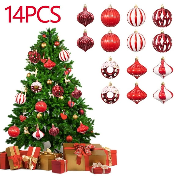Christmas Tree Ornaments, 12 Pack Assorted Shaped Hanging Baubles Set for Tree Decoration, Shatterproof Holiday Ornament Set for Home Party and Festival Decor