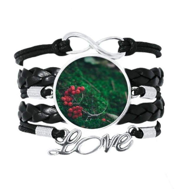 Red Fruit Forestry Science Nature Scenery Bracelet Love Accessory Twisted Leather Knitting Rope Wristband