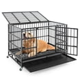 thumbnail image 1 of Gymax 48'' Foldable Heavy-Duty Metal Dog Cage W/ Lockable Rolling Casters Black, 1 of 10
