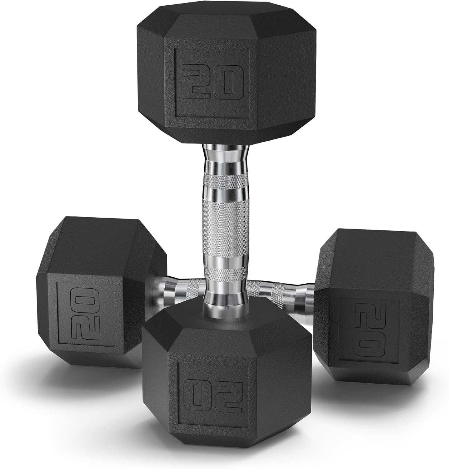 MISSUNNY Hex Dumbbells, PVC Coated Cast Iron Free Weights, Ergonomic Grip for Home Gym Fitness, 3-50 lbs Pairs
