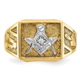 thumbnail image 4 of Auriga Fine Jewelry 14K Yellow Gold with White Rhodium Men's Textured Diamond Blue Lodge Master Masonic Ring Size 10 (Clarity: I1, Color: GH), 4 of 6