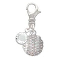 thumbnail image 2 of Delight Jewelry Silvertone Small Sparkle Clear AB Softball - Silvertone Clip on Charm with Clear Crystal Drop, 2 of 5