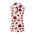 thumbnail image 2 of Uorisanigo Ladybug Womens Hiking Running Workout Tops Size L Fashion Versatile Women's Sleeveless Golf Tennis Shirts Heart-Shaped Zip Up Collar Workout Tank Tops, 2 of 7