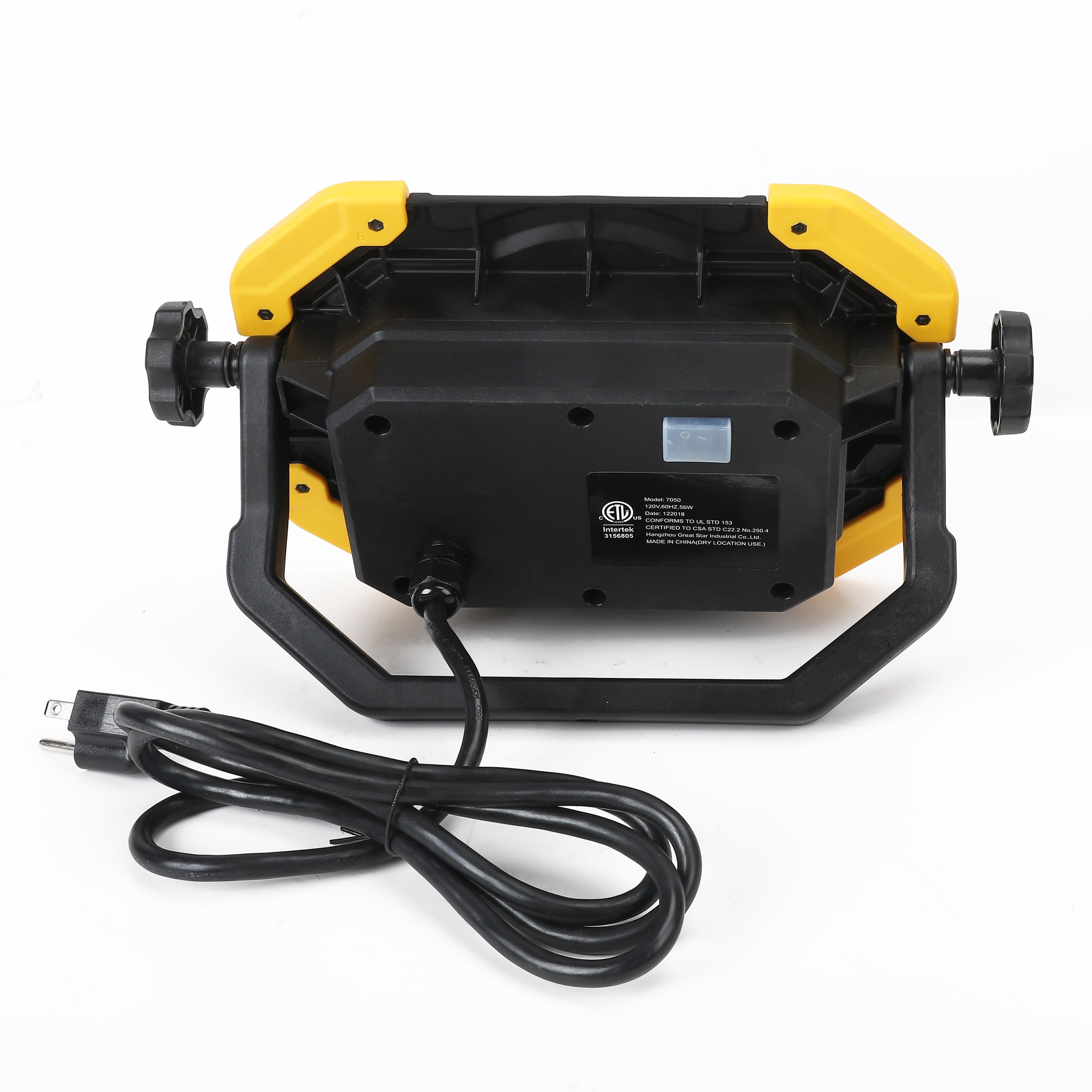 Hyper Tough 5000 Lumen LED Corded Work Light, Yellow, Black, Model 7050
