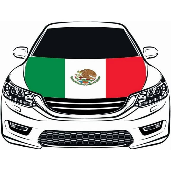 Mexico Car Hood Cover Flag ,México Engine Banner Flag,3.3X5ft,100% Polyester Elastic Fabrics Can be Washed