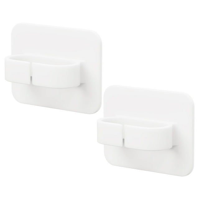ganchos adhesivos de montaje en pared ganchos de clip colgantes blancos colgador gancho de baño de cocina wmkox8yii par de ganchos adhesivos blancos, placas cuadradas de 4.9x6.5 cm en HIPS con clip curvo y acabado liso, diseño compacto para colgar botellas de spray, paraguas o accesorios pequeños; paquete de 2.