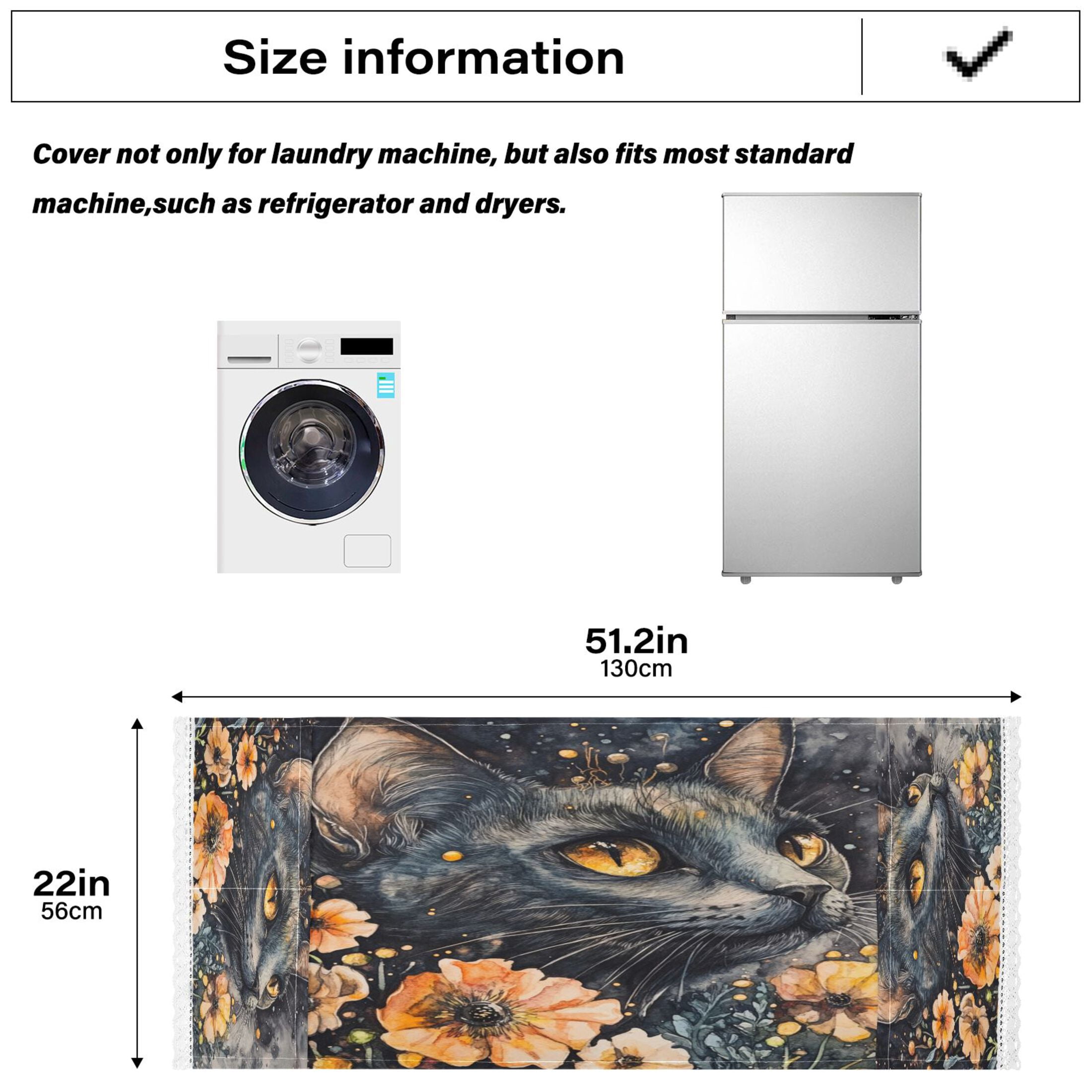 WOBOGO Tabby with Flowers Washing Machine Cloth Dryer Refrigerator Top Cover Protective Non-Slip Mat For Kitchen Laundry