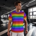 thumbnail image 3 of Wukai Colorful Glitter Rainbow Print Men's Short-Sleeved Mesh T-Shirt,Quick-Dry Short Sleeve Workout T-Shirt-Medium, 3 of 8