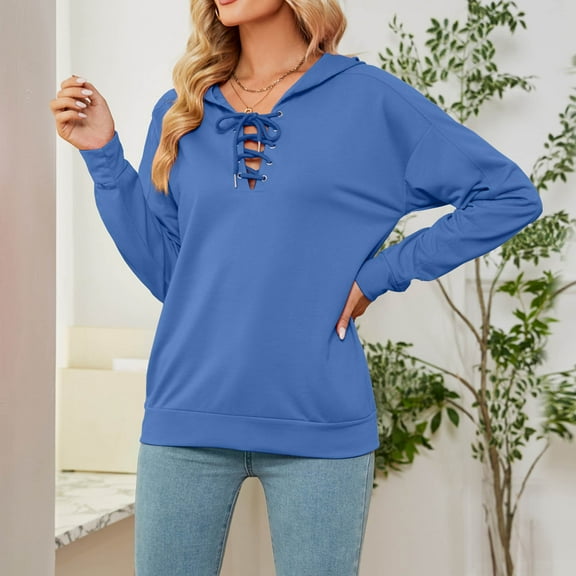 QUINDOS Women's Hoodies and Sweatshirts Lightweight Womens Sweatshirts Casual Plain Long Sleeve Crew Neck Pullover Tops