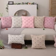 thumbnail image 5 of Easter Pillow Covers 18x18 inch Set of 2 Easter Decorations Pink Ears White Rabbit Soft Plush Faux Fur Jacquard Throw Pillows for Bedroom Sofa Holiday Festivals Home Decor-Pink, 5 of 5