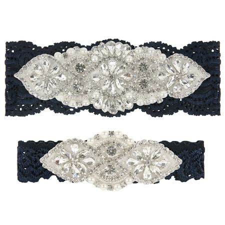 Toss Wedding Garter Set - HDE Something Blue Garter Set Keepsake Garter Toss Garter