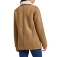 thumbnail image 3 of Abrigo de mujer INSPIRE CHIC de ante con botones, solapa con muesca, chaqueta de forro polar, abrigos de invierno con bolsillos M marrón, 3 of 6