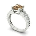 thumbnail image 2 of Clara Pucci 14K White Gold Solid Gold Champagne Solitaire with Accents Anniversary Ring for Women - 3.48 cttw Long Cushion Cut, 2 of 7