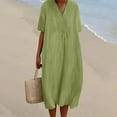 thumbnail image 1 of WILLBEST Coupes de Vinaigrette Ranch Individuelles Femmes Robe Décontractée Unie Manches Courtes Col en V avec Poches Robe Longue Ample, 1 of 4