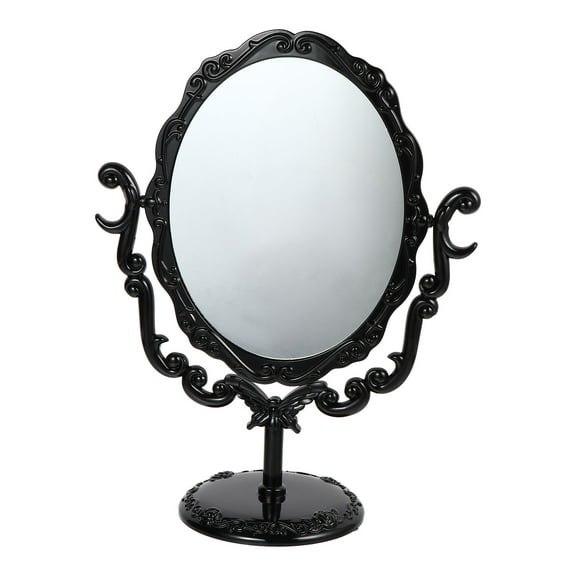 IBASETOY Makeup Mirror with Stable Base for Bedroom Decor Black Plastic 1Pc