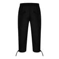 thumbnail image 5 of HOOMEUMY Men's Summer Capri Pants Loose Fit Lightweight Stretch Breathable Casual Drawstring Cargo 3/4 Pants with Pockets Black XXL, 5 of 5