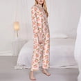 thumbnail image 3 of Lsque Peach With Leaves Pattern Long Sleeve Pajama Set for Women - Soft 2-Piece Sleepwear and Loungewear Set with Pockets, Comfy Nightwear-Small, 3 of 7
