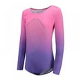 thumbnail image 6 of Kids Girls Long Sleeve Gymnastic Leotard Color Gradient Sparkly Ballet Dance One Piece Outfit Practice Outfits, 5-12 Years, 6 of 7