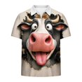 thumbnail image 4 of Men's 3D Graphic Shirts Short Sleeve Funny Animal Cow Print Quarter Zip Pullover Casual Summer Novelty Golf Tops Breathable Athletic T-Shirts for Men, 4 of 6