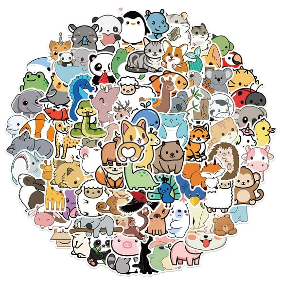 Jinsinto 100 Pcs Cute Animal Stickers for Kids, Water Bottle Stickers Waterproof Vinyl Hydroflask Phone Skateboard Laptop Stickers, Aesthetic Sticker Packs for Girls Teens